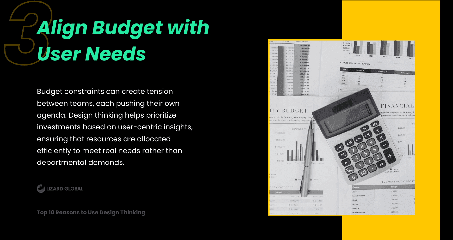 Align Budget with User Needs Top 10 Reasons to Use Design Thinking