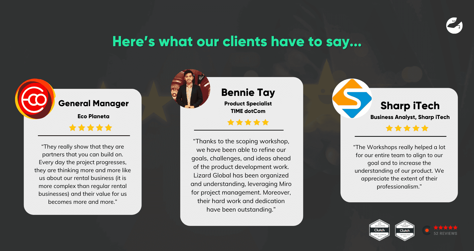 Client review Lizard Global benefits of lean analytics