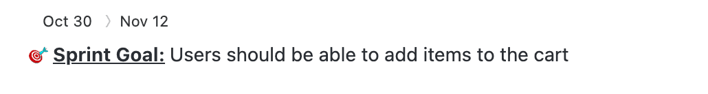 sprint goal for ecommerce