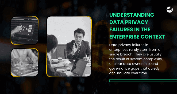 Enterprise leadership discussing governance gaps and data privacy risk management