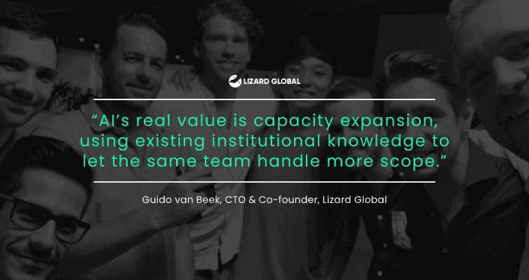 AI’s real value is capacity expansion, using existing institutional knowledge to let the same team handle more scope.