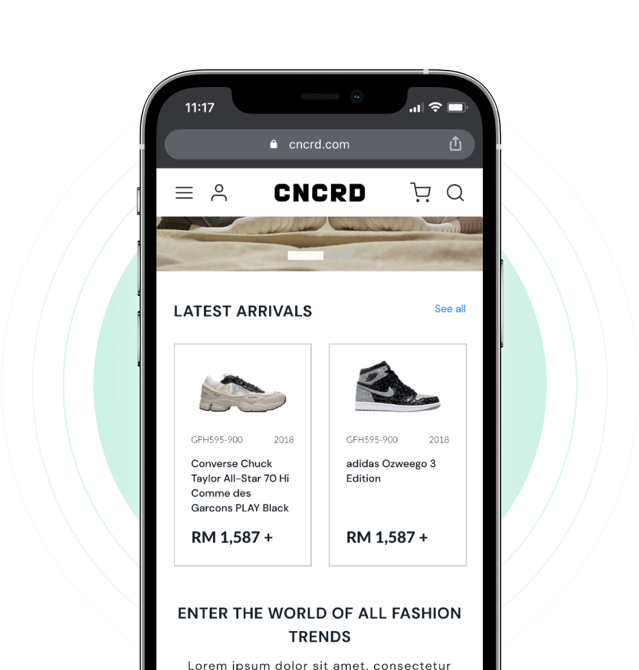 A mockup image of concord mobile app